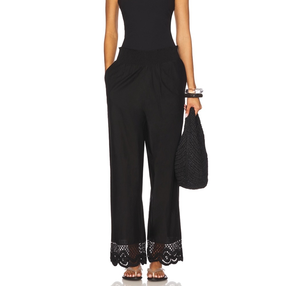Rails Henrik Pants in Black Size XS Crochet Elastic Waist Cotton
